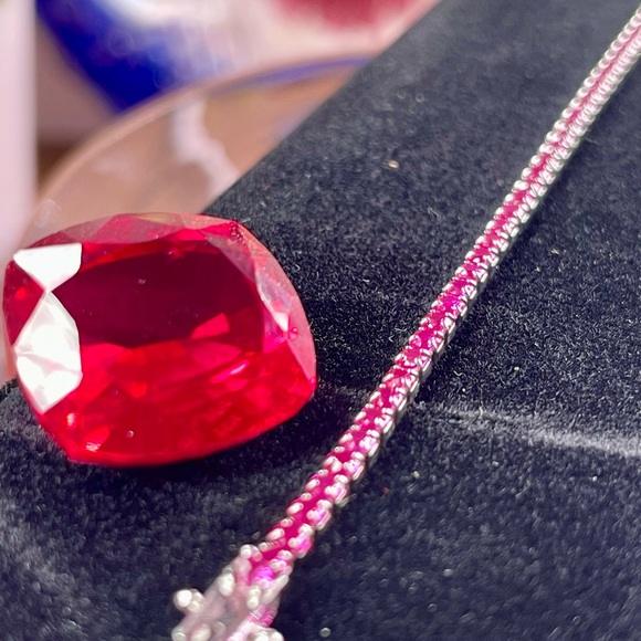 1.5CT RUBY Silver Tennis Bracelet. 7 1/2" - Picture 9 of 9